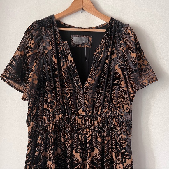 Anthropologie The Somerset Maxi Dress Velvet Edition Burnout Design L Black Nude - Picture 14 of 16